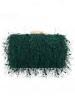 Women's Chic Feathered Evening Clutch with Chain Strap, - Image 15