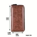 Men's Faux Leather Zipper Wallet with Multiple Card Slots - Image 8