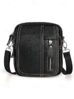 Men's genuine leather messenger bag with zipper pocket, - Image 5