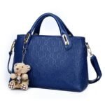 Women's 4-Piece Blue Handbag Set with Teddy Bear Charm - - Image 3