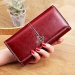 Women's Red Faux Leather Wallet with Multiple Card Slots