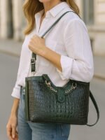 Women's 2-Piece Faux Leather Crocodile Tote Bag Set – - Image 2