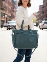 Women's Corduroy Tote Bag with Multiple Pockets, Casual - Image 12