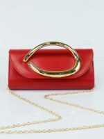 Women's Metallic Evening Clutch Bag with Gold Handle, - Image 17