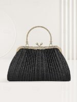 Women's Glitter Pleated Evening Clutch Purse with Vintage - Image 9
