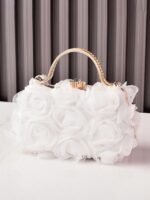 Elegant Pearl Handle Floral Clutch Bag for Women - Image 12