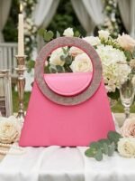 Women's Satin Evening Handbag with Rhinestone Circular - Image 2