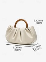 Women's Pleated Faux Leather Tote Clutch Bag with Acrylic - Image 8