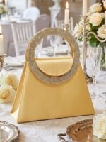 Women's Satin Evening Handbag with Rhinestone Circular