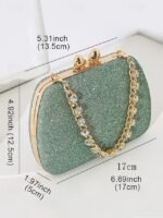 6Pcs Women's Green Sage Glitter Evening Clutch with Rhinestone - Image 5