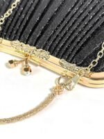 Women's Glitter Pleated Evening Clutch Purse with Vintage - Image 10
