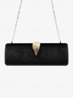 Women's Velvet Clutch Bag with Gold Feather Accent and - Image 10