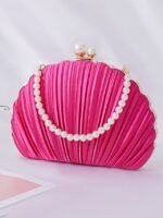 Elegant Pearl Handle Floral Clutch Bag for Women - Image 17