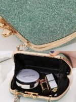 6Pcs Women's Green Sage Glitter Evening Clutch with Rhinestone - Image 6