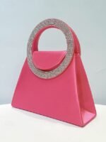 Women's Satin Evening Handbag with Rhinestone Circular - Image 6