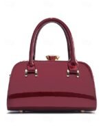 Women's Elegant Patent Leather Evening Handbag, - Image 9