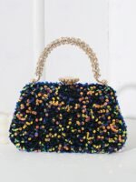 Elegant Pearl Handle Floral Clutch Bag for Women - Image 3