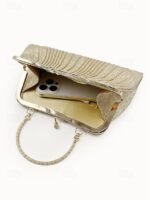 Women's Glitter Pleated Evening Clutch Purse with Vintage - Image 5