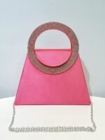 Women's Satin Evening Handbag with Rhinestone Circular - Image 5