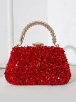 Elegant Pearl Handle Floral Clutch Bag for Women - Image 10