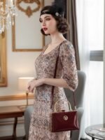 Women's Burgundy Patent Leather Evening Handbag with Gold - Image 3