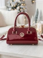 Women's Elegant Patent Leather Evening Handbag, - Image 2