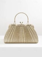 Women's Glitter Pleated Evening Clutch Purse with Vintage - Image 2