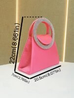 Women's Satin Evening Handbag with Rhinestone Circular - Image 10