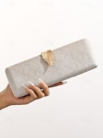 Women's Velvet Clutch Bag with Gold Feather Accent and - Image 14