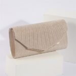 Women's Elegant Gold Glitter Evening Clutch Bag with Metal