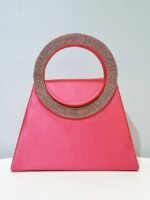 Women's Satin Evening Handbag with Rhinestone Circular - Image 15