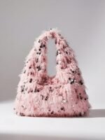 Elegant Pearl Handle Floral Clutch Bag for Women