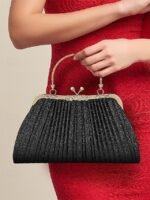 Women's Glitter Pleated Evening Clutch Purse with Vintage - Image 8