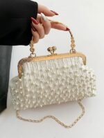 Elegant Pearl Handle Floral Clutch Bag for Women - Image 5