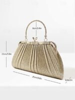 Women's Glitter Pleated Evening Clutch Purse with Vintage - Image 7