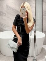 Women's Silver Glitter Handbag with Rhinestone Handle – - Image 2