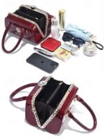 Women's Elegant Patent Leather Evening Handbag, - Image 10