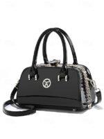 Women's Elegant Patent Leather Evening Handbag, - Image 14
