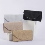 Women's Elegant Gold Glitter Evening Clutch Bag with Metal - Image 8