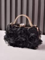 Elegant Pearl Handle Floral Clutch Bag for Women - Image 14