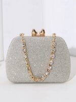 6Pcs Women's Green Sage Glitter Evening Clutch with Rhinestone - Image 9