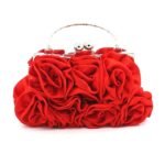 18Pcs Elegant Red Floral Evening Clutch Bag – Vintage Rose Design