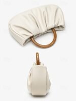 Women's Pleated Faux Leather Tote Clutch Bag with Acrylic - Image 5