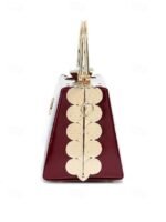 Women's Burgundy Patent Leather Evening Handbag with Gold - Image 5