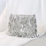 Luxurious Black Evening Clutch with Sparkling Crystal Fringe and - Image 3