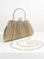 Women's Glitter Pleated Evening Clutch Purse with Vintage - Image 3