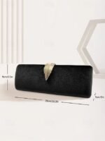 Women's Velvet Clutch Bag with Gold Feather Accent and - Image 9