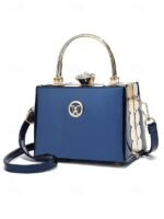 Women's Burgundy Patent Leather Evening Handbag with Gold - Image 13