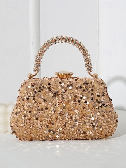 Elegant Pearl Handle Floral Clutch Bag for Women