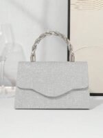 Women's Silver Glitter Handbag with Rhinestone Handle – - Image 4